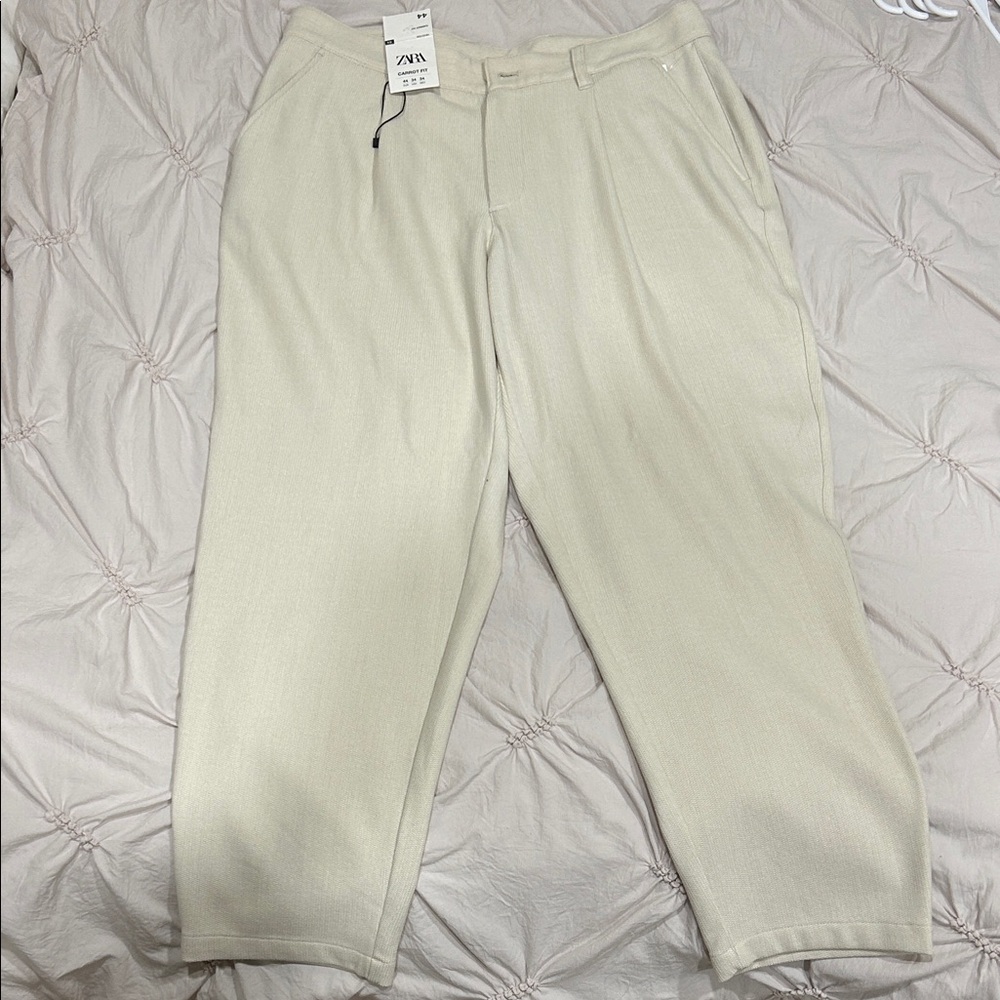 Zara Men's Elegant Cream Trousers